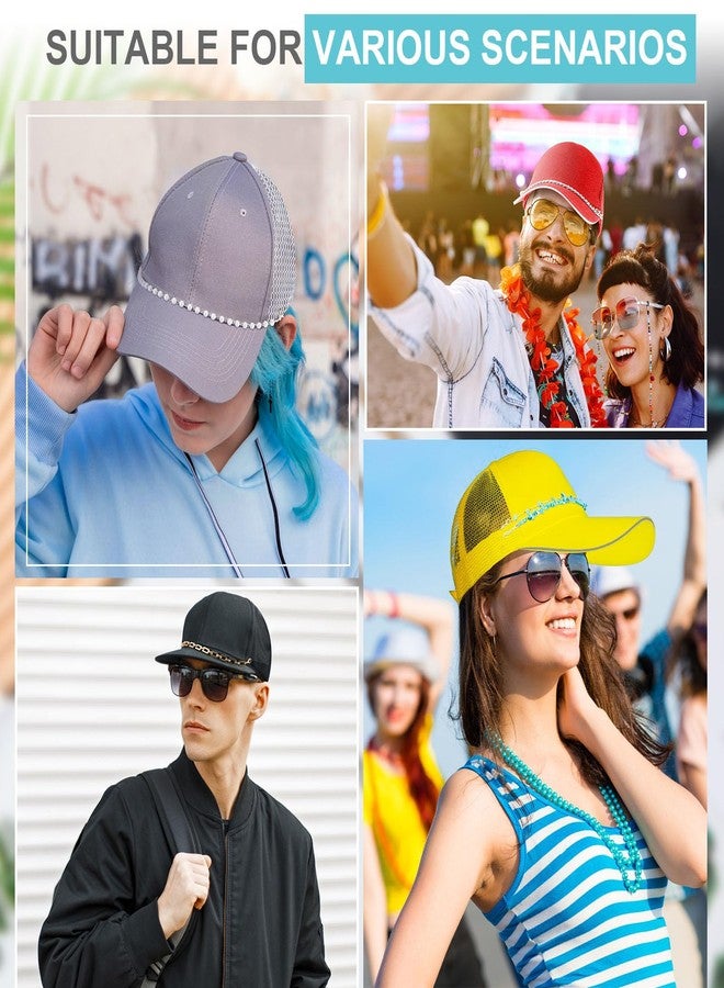 Quelay 9 Pcs Trucker Hat Chains Charms for Women Man Bill Decoration DIY Pearl Metal Chains for Mesh Baseball Cap(Turquoise) - Image 4